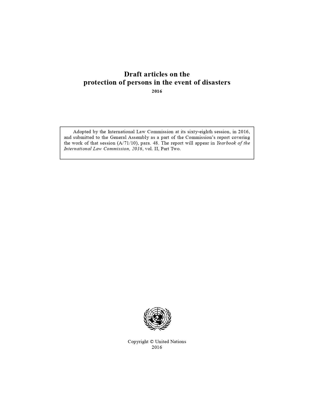 Treaty draft document cover
