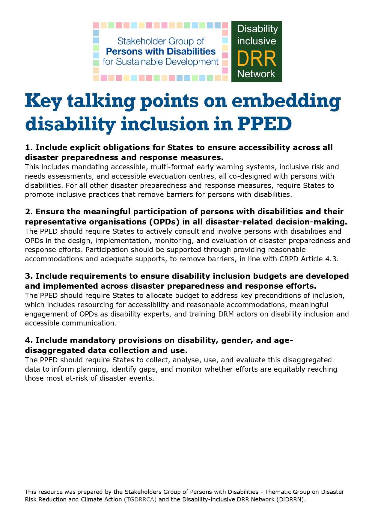 Key talking points document cover
